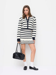 Knit Striped Long Sleeve Cardigan