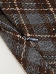 Mid Rise Plaid Half Zip Pencil Midi Skirt