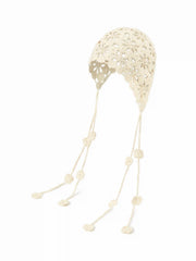 FLORAL KNITTED FRINGED HAT