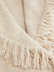 Fringed Wool-blend Knit Wrap Cardigan With Belt