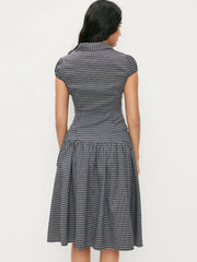 Gingham Top & Low Rise Drawstring Ruched Midi Skirt Set