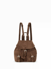 FAUX SUEDE BUCKLE BACKPACK