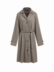 Houndstooth Oversized Trench Coat With Belt