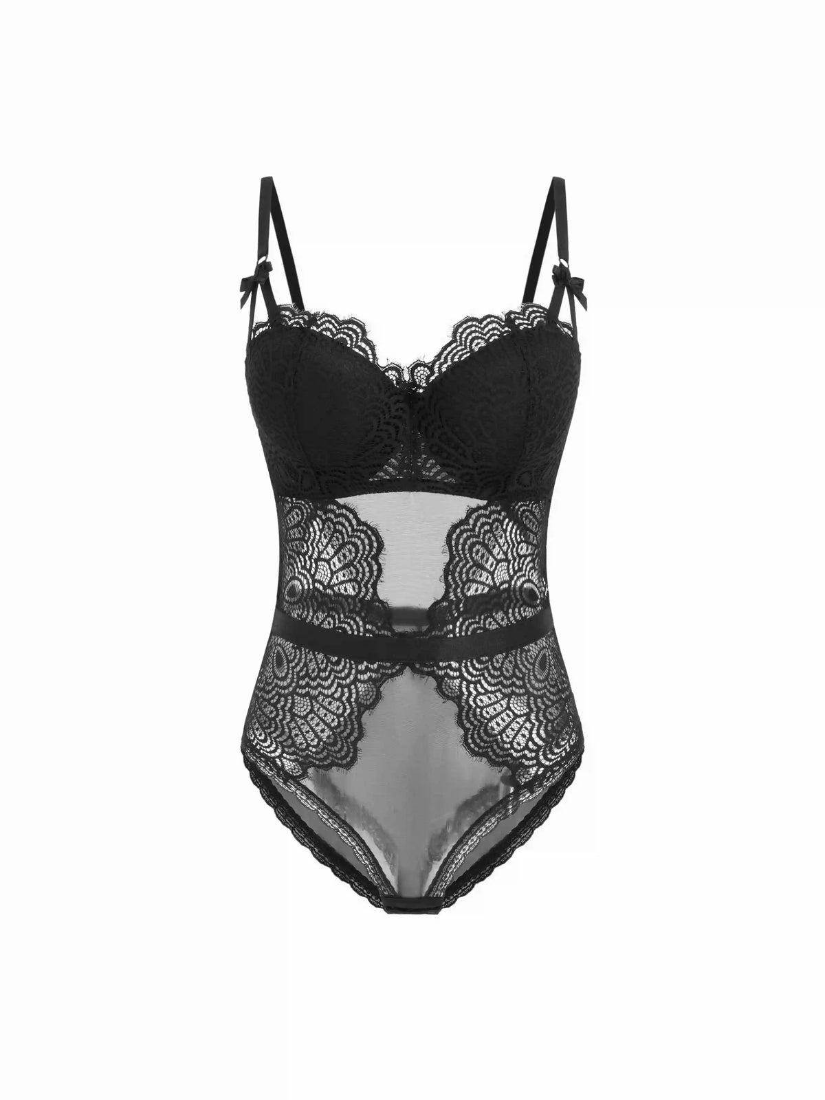 Lace V-neck Bowknot Bodysuit