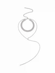RHINESTONE Y-SHAPED LAYERED NECKLACE