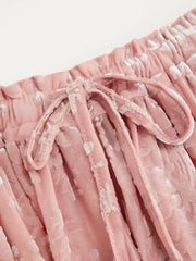 Velvet Floral Lace Trim Drawstring Cropped Bloomer Pants