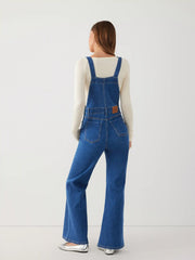 Stretch Denim Buckle Up Flared Jumpsuit