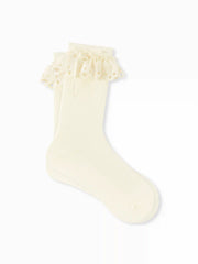 BOWKNOT DECOR LACE CREW SOCKS