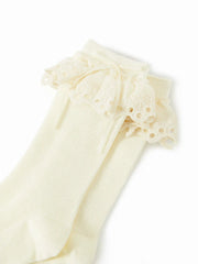 BOWKNOT DECOR LACE CREW SOCKS