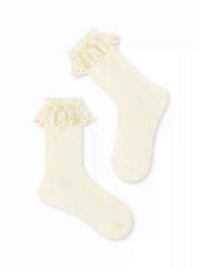 BOWKNOT DECOR LACE CREW SOCKS
