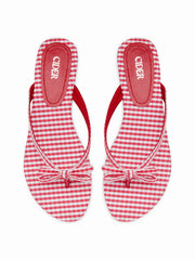 GINGHAM BOWKNOT FLIP-FLOP SLIPPERS