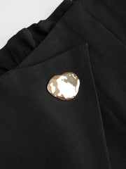 Mid Rise Metal Detail Pleated Wide Leg Trousers Curve & Plus