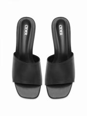 SQUARE TOE CHUNKY HEELED SANDALS