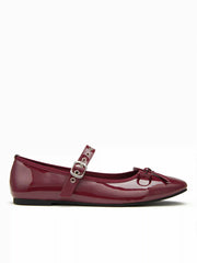 SQUARE TOE BOWKNOT DECOR BUCKLE MARY JANE FLATS