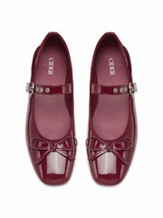 SQUARE TOE BOWKNOT DECOR BUCKLE MARY JANE FLATS