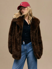 Faux Shearling Collar Oversized Jacket