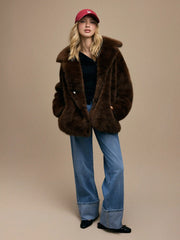 Faux Shearling Collar Oversized Jacket