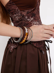 5 PCS RESIN BEADED & TEXTURED BRACELET SET