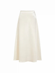 Satin Cowl Neck Lace Panel Top & Mid Rise Flared Maxi Skirt Set
