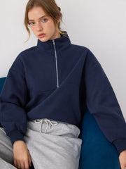 Fleece Zip Through Drawstring Sweatshirt