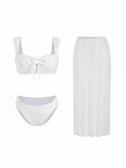 Lace Sweetheart Bracelet Top & Cheeky 3 Piece Bikini Set With Maxi Skirt