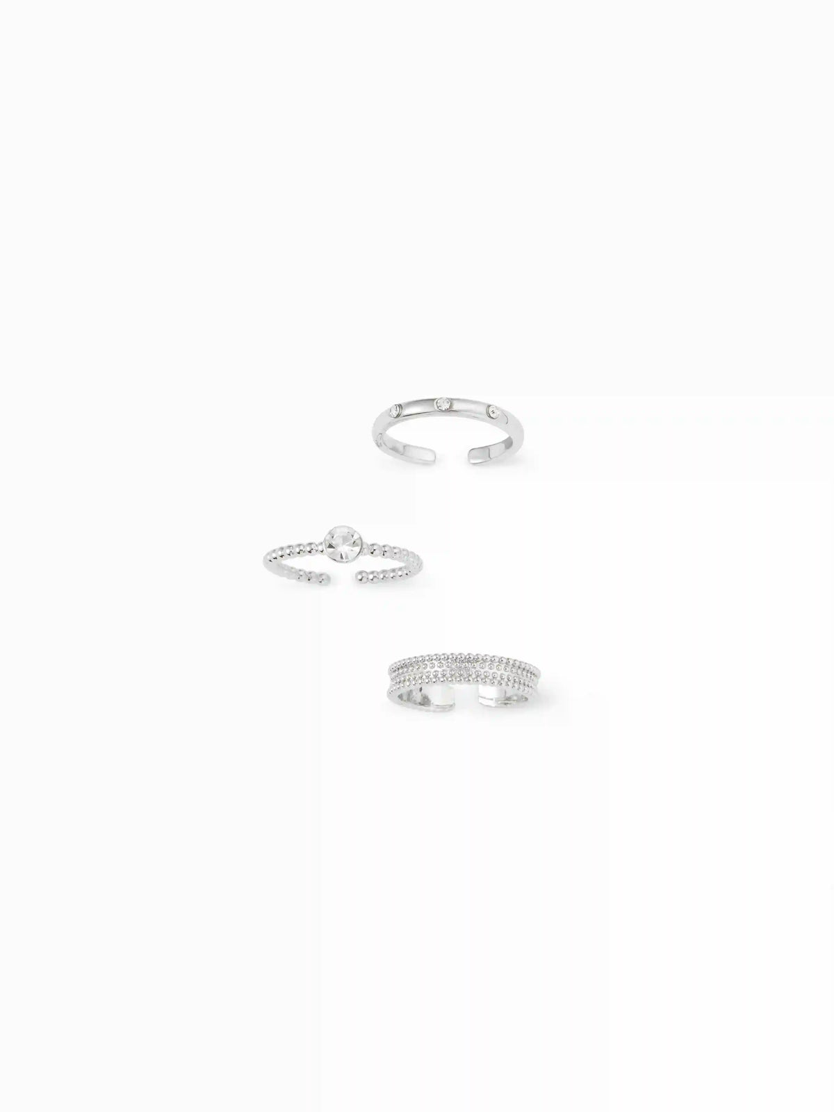 3 PCS RHINESTONE OPEN RING SET