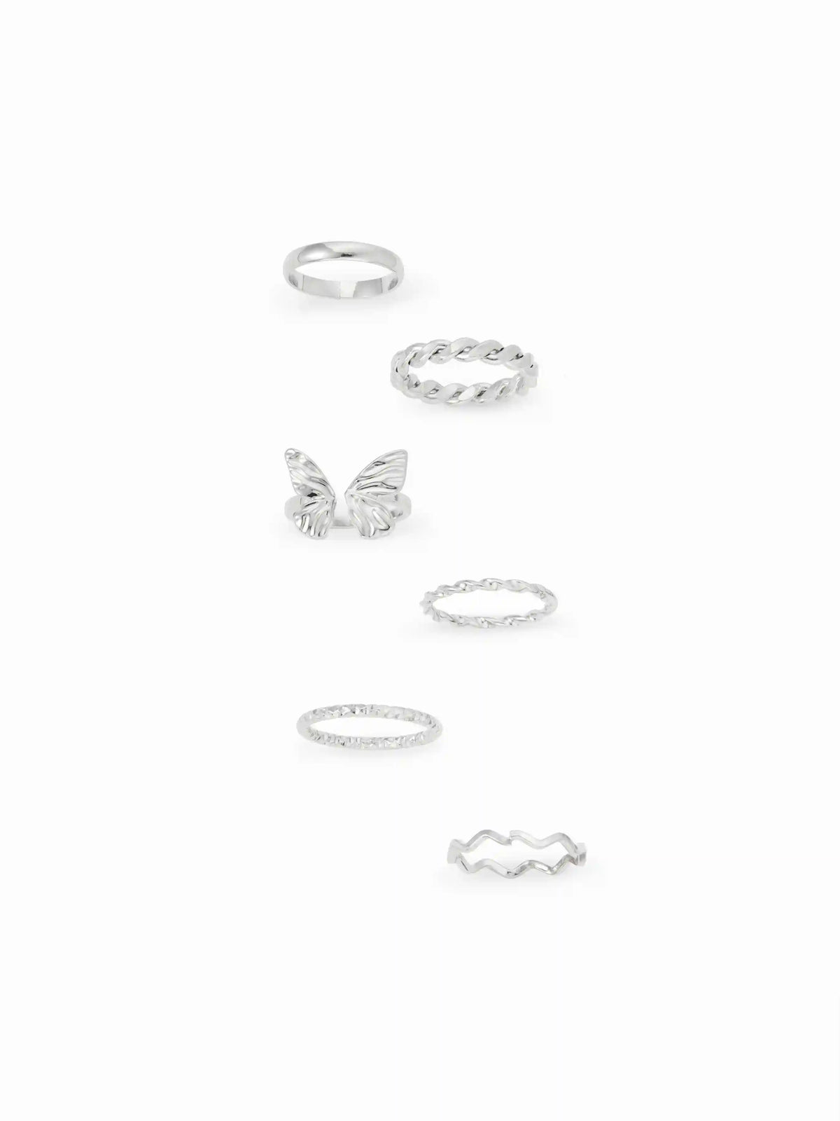 5 PCS WAVE & TWIST & BUTTERFLY RING SET