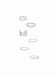 5 PCS WAVE & TWIST & BUTTERFLY RING SET