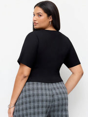 Cotton-blend Round Neckline Tee Curve & Plus