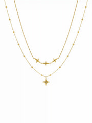 18K GOLD PLATED STAINLESS STEEL STAR LAYERED NECKLACE