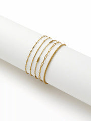 5 PCS 18K GOLD PLATED STAINLESS STEEL CHAIN BRACELET SET