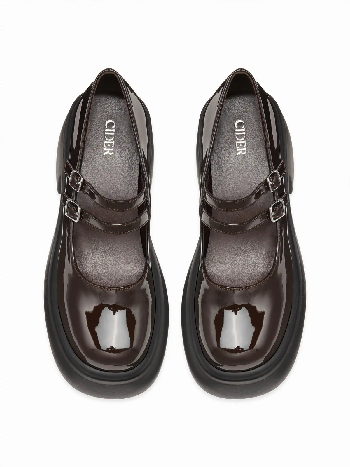 DOUBLE BUCKLE CHUNKY HEELED LOAFERS