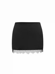 Low Rise Lace Trim Bodycon Mini Skirt Curve & Plus