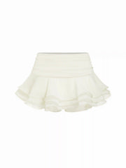 Chiffon Low Rise Ruffle Hem Layered Mini Skort
