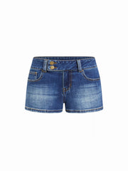 Cider Denim Low Rise Straight Leg Micro Shorts