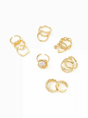 12 PCS IRREGULAR FAUX PEARL RINGS SET