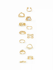 12 PCS IRREGULAR FAUX PEARL RINGS SET