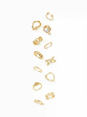 12 PCS IRREGULAR FAUX PEARL RINGS SET