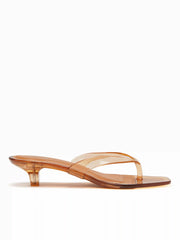 SQUARE TOE FLIP-FLOP KITTEN HEELED SANDALS