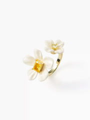 FLOWER ENAMEL ADJUSTABLE OPEN RING