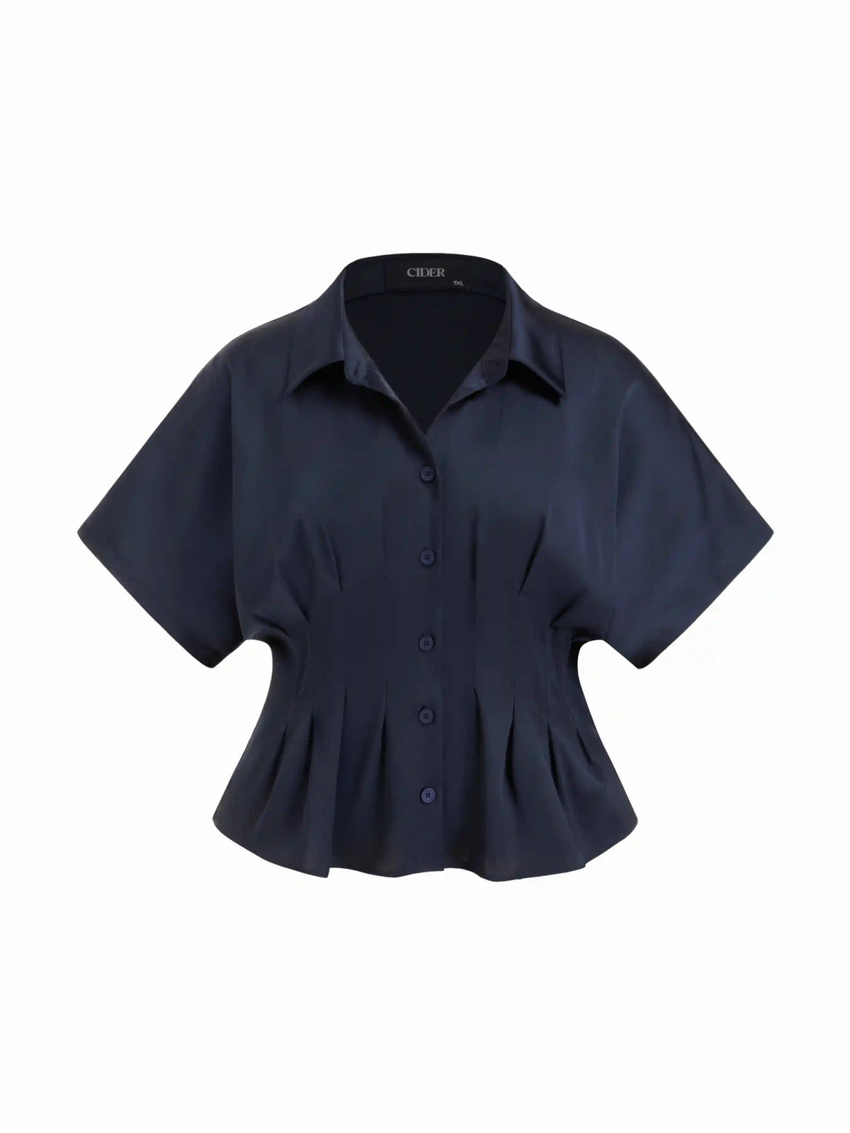 Pleated Cinched Short Sleeve Shirt Curve & Plus