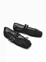 BOWKNOT DOUBLE STRAP MARY JANE FLATS