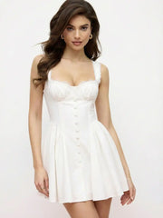 Satin Sculptural Sweetheart Ruched Lace Up Tank Mini Dress