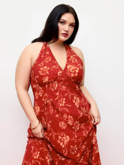Chiffon Sweetheart Floral Tie Back Mermaid Maxi Dress Curve & Plus