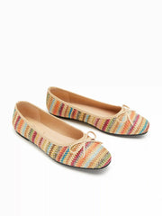KNITTED BOWKNOT DECOR MARY JANE FLATS