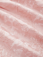 Jacquard Sculptural Floral Bandeau Lace Up Ruffle Midi Dress
