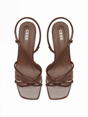 STRAP SQUARE TOE CHUNKY HEEL SANDALS