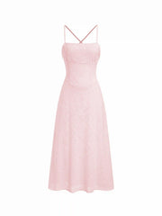 Jacquard Floral Tie Back A-line Maxi Dress