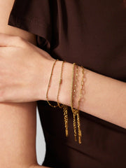 5 PCS 18K GOLD PLATED STAINLESS STEEL CHAIN BRACELET SET