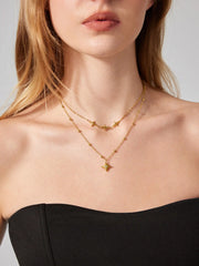 18K GOLD PLATED STAINLESS STEEL STAR LAYERED NECKLACE